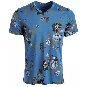 T-shirt Floreale American Rag da Uomo, Blu Navy con Logo, Taglia Media, in Jersey Fitness - Product Image 1