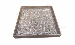 Plateau de service en bois d'acacia, mangue et mangue au design élégant avec poignée Plateau en bois de forme carrée pour restaurant et hôtel Artisanat de haute qualité - Product Image 6