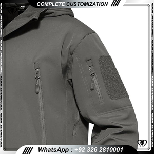 Veste bomber softshell imperméable à capuche légère 100% polyester sur mesure en gros, service OEM, col montant pour l'hiver en plein air - Product Image 3