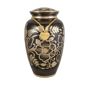 Classic American Style Engraved Brass Cremation Urn Premium Pure Metal Funeral Ashes Urn with Floral Design - Product Image 5