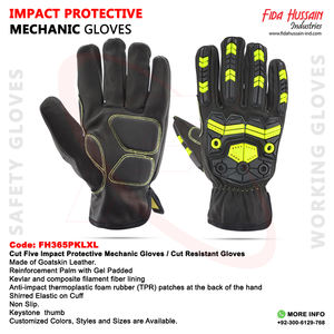 Gants de mécanicien de protection contre les chocs de sécurité antidérapants en cuir de chèvre TPR avec protection maximale dans le gant de conception de pouce Keystone - Product Image 6