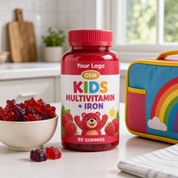 Gommes multivitaminées pour enfants avec fer, sans sucre, supplément à mâcher pour enfants, 90 gommes, OEM