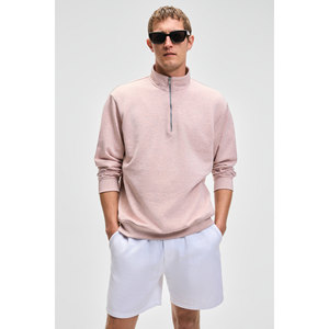 Sudadera de Manga Larga con Cuello Alto y Media Cremallera para Hombre, Corte Relajado, Color Gris Melange, Marca Nestor - Product Image 3