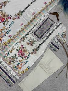 Elegante Conjunto de Traje de Algodón con Estampado Floral y Dupatta a Juego para Mujer - Product Image 5