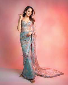 Dernier Look Royal Indian Bollywood Designer Exclusive Sari Party Wear Saree Superbe Look Trendy Showstopper Saree Meilleure vente - Product Image 4
