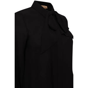 Blusa Elegante para Mujer con Cuello Alto Asimétrico y Encaje, Popelina y Chifón, para Oficina y Fiesta, Primavera Otoño, Talla XL - Product Image 2