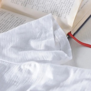 Camiseta Retro Raw Edge para hombre, 100% algodón, ligera, transpirable, ajustada, monocromática, cuello redondo, informal, básica con patrón sólido - Product Image 4