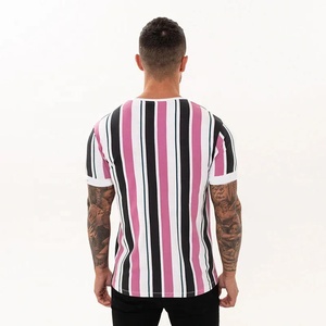 T-shirt décontracté imprimé à rayures créatives pour hommes Gym Fitness Bodybuilding Workout Tops O-Neck Jersey Blank Design - Product Image 6
