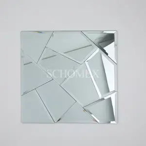 Schomex卸売トライアングルスクエアストリップミラーガラスモザイクタイルバックスプラッシュ浴室壁用