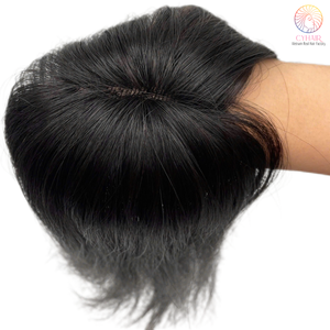 Cabello Real Premium hecho encaje transparente Color Natural Topper mujeres para cabello fino 16 pulgadas cabello humano vietnamita Topper - Product Image 5