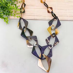 Collar de cadena de cuerno de búfalo Natural para mujer, eslabón grueso, joyería de declaración de moda ecológica, accesorios de cuerno Real - Product Image 5