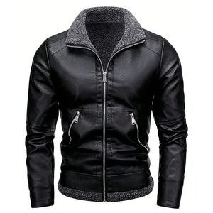 Veste en cuir d'agneau véritable noir pour homme Vestes en cuir de moto marron véritable vintage pour homme - Product Image 1