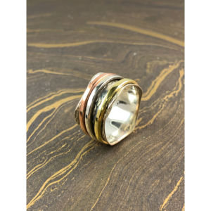 Rose Gold and Gold Plated Fashionable Bohemian Christian <b>Spinner</b> <b>Ring</b> 6.1 Grams Inlay Setting Classic Trendy Style for Gift - Product Image 1