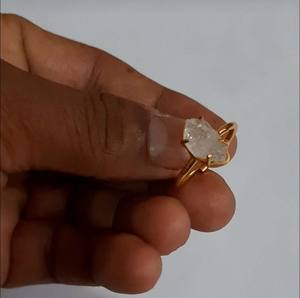Herkimer Raw Jewelry <b>Ring</b> Sterling Silver <b>Gold</b> Plated Bezel Setting Natural Stone IGI Certified <b>Vintage</b> Wedding Party Accessory - Product Image 4