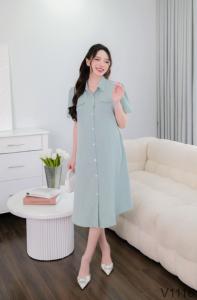 Vestido de maternidad absorbente de sudor antiretráctil de verano de alta calidad Tela suave con buena absorbencia-Vietnam V1118 - Product Image 2