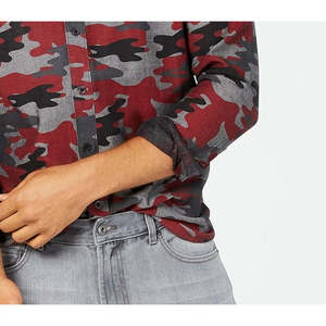 Camicia da uomo American Rag con motivo mimetico, in popeline traspirante 100% cotone, maniche corte, taglie XS-5XL, include taglia M rosso - Product Image 3