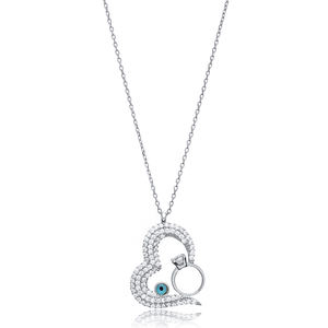 Conception de coeur avec collier de charme d'oeil en gros bijoux en argent sterling 925 faits à la main turcs - Product Image 5
