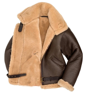Winter Genuine <b>Sheepskin</b> Leather Fleece Thick Warm <b>Jacket</b> Outdoor Windbreaker Fur Filling Leather Coat for <b>Men</b> - Product Image 5