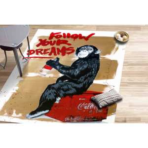 Banksy Monkey Graffiti <b>Chenille</b> <b>Rug</b> - Modern Accent <b>Rug</b>, Printed <b>Rug</b>,Nonwoven Thin <b>Rug</b> - Product Image 1