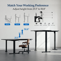 Bureau debout en forme de L de 63 pouces avec trois moteurs, bureau d'angle électrique réglable en hauteur, table d'ordinateur ergonomique assis-debout