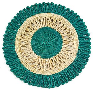 Multicolor Braided Jute <b>Round</b> <b>Placemat</b> for Weddings Parties New Year Bedside Use Durable Mats & Pads - Product Image 1