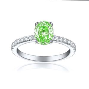 Anillo hecho a mano de Plata de Ley 925, anillo de piedras preciosas de regalo de boda de declaración de alto diseñador con cuarzo verde, Topacio blanco para fiestas - Product Image 1