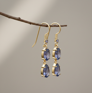 Pendientes colgantes de amatista chapados en oro de 18 quilates, plata de ley con circonita, regalo de piedra de nacimiento de febrero para ella, mamá, novia - Product Image 5