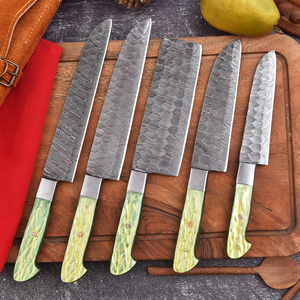 Juego de Cuchillos de Cocina de Acero de Damasco Forjados a Mano, 5 Piezas, Cuchillo de Chef de Acero de Damasco - Product Image 1