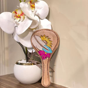 New Engraved <b>Tooled</b> <b>Leather</b> Handheld Mirror Western Genuine <b>Leather</b> Makeup Hand Mirror Personalized Vintage Mirror Gift for Her - Product Image 3