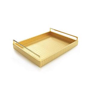 Plateau de service en métal d'excellente qualité, plateau de service design fait à la main, plateau en métal doré classique et élégant en gros, nouvel arrivage - Product Image 1