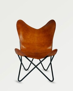 Luxury Antique Butterfly Leisure Chair Foldable Iron Leather for Indoor Outdoor for Office Bedroom Living Room Home Relaxing - Product Image 1