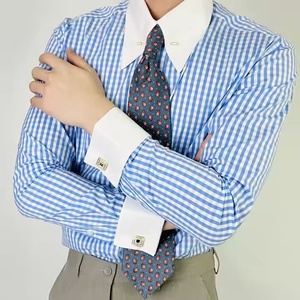 เสื้อเดรสแขนยาวคอปกแฟชั่นสำหรับผู้ชาย2025เสื้อเชิ้ตแขนยาวลายตารางสไตล์คลาสสิก - Product Image 3