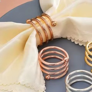 Anneau de serviette plaqué de haute qualité pour la décoration de table, rond, en métal, fer, Noël - Product Image 1