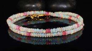 Collar de cuentas de ópalo de fuego Rondell naranja pulido etíope Vintage para mujer, piedras preciosas sueltas de tratamiento Natural - Product Image 3