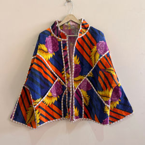 เสื้อแจ็คเก็ตผ้าควิลท์ทำมือสไตล์วินเทจแบบคันธาจากอินเดีย  ชิ้นเดียวในโลก - Product Image 1