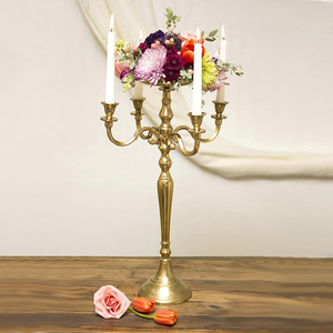 Latest Aluminum Gold Plated Latest Arrival Candelabra Floor Centerpiece 5 Arms for Decoration Tall Wedding Candelabra New Design - Product Image 4