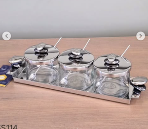 Bandeja de servicio segura de contacto para alimentos apta para lavavajillas de metal decorativo plateado de diseño moderno - Product Image 3