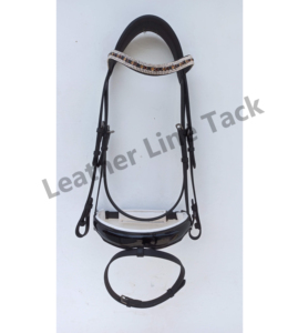 Bride de cheval anglais en cuir noir multicolore chaîne en cristal à 5 rangées bande de front nez en cuir vente chaude fabricant approvisionnement - Product Image 1