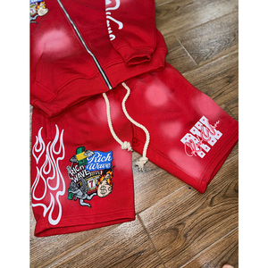 Ensemble short et sweat à capuche délavé à l'acide de haute qualité avec impression de logo personnalisé pour hommes ensemble sweat à capuche et short délavés au soleil de bonne qualité - Product Image 3