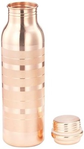 Botella de cobre artística Zig Zag Line Botella de agua elegante y elegante perfecta para hidratación Viajes Yoga Oficina Gimnasio DE LA India - Product Image 3