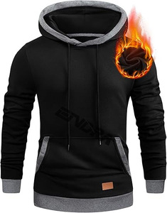 ONDRA Sweatshirts à capuche décontractés en coton à manches longues pour hommes, pull à capuche en polaire avec poches - Product Image 4