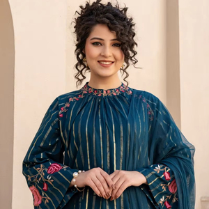 Pakistani Designer High Quality 3 <b>Pc</b> Kurta <b>Set</b> Polyester Salwar Kameez for Diwali Party Wear Fully Readymade Salwar Suit - Product Image 1