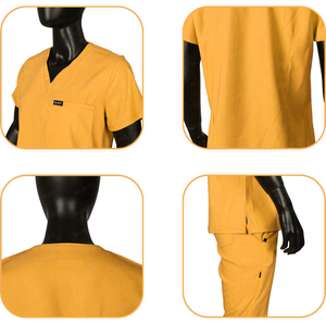 Conjuntos de uniformes de manga corta cómodos personalizados Diseño de cuello alto para trabajadores de la salud Uniformes de hospital - Product Image 4