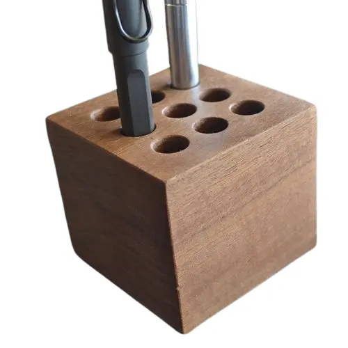 Nordic Design custom wooden office set pen pencil makeup brush holder office desktop pen stand holder with 9 holes