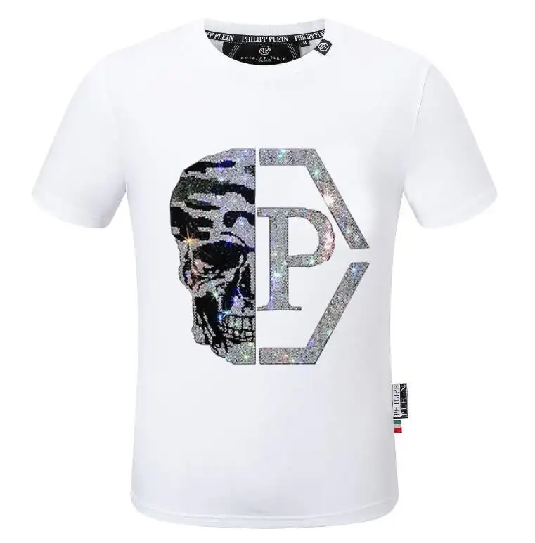 Designer marca Rhinestone Brand PLEIN T-shirt Casual Clothing 2 Color
