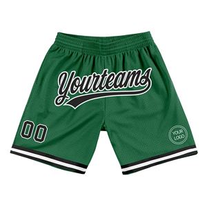 Industrie Direct Engro Sportswear Pantalones cortos de baloncesto Custom Kelly Green Black-White Authentic Throwback Basketball Shorts - Product Image 1