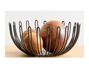 Bol de service de table moderne de couleur noire en métal filaire en fer, présentoir de fruits en gros créatif avec personnalisation - Product Image 1