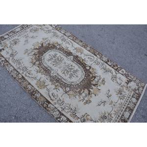 พรมขนสัตว์สีเบจสีน้ำตาลคลาสสิกขนาด3.6x6.7ฟุตวินเทจแบบตุรกีการเย็บปะติดปะต่อกันสำหรับห้องนั่งเล่นวัยรุ่นพรมยางข้างเตียง - Product Image 2