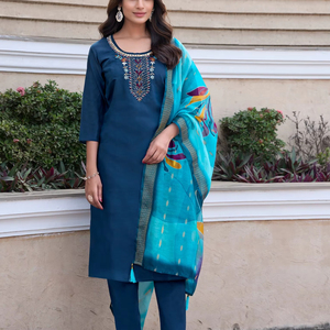 Chinnon tissage fil femmes adulte Kurti paire travail manuel Salwar Kameez séchage rapide toutes occasions fêtes indien pakistanais vêtements - Product Image 1