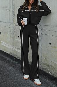 Conjunto Deportivo de Dos Piezas para Mujer, Transpirable, Talla Grande, Invierno, Sudadera con Cierre y Manga Larga, Pantalones Jogger - Product Image 5